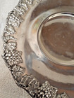Vtg  Silver Plated 10 1 2 round  Pedestal  Raised Grape Pattern  Serving Dish 