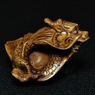 2 Inch Signature Hand Carved Boxwood Loong Dragon Statue Old Netsuke Collectable