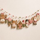 Gingerbread Wooden Garland Christmas Decor Wall Hanging 10 Pieces