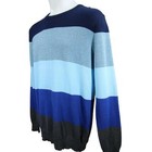 Men s Blue Colorblock Club Room 100  Cotton Crew Neck Sweater  Size Medium