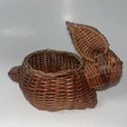 Vintage Wicker Bunny Planter  Woven Rabbit  Intricate Rattan Basket Easter Decor