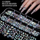 Fandamei Nail Charms Rhinestones Kit 8 Boxes Nail Art Gems Y2k Set