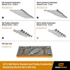 Sae metric Standard And Stubby Combination Ratcheting Wrench Set In Eva Tray  32