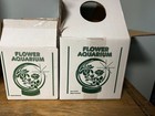 Vintage Flower Aquarium Glass Globe Set 2 Orb Boho 70s Decor Terrarium Germany