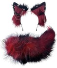  used Once  Red Short Cosplay Wig With Fox Ears Headband And Tail Set  One Size