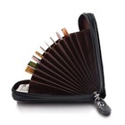 Men Leather Credit Card Holder Rfid-blocking Zipper Pocket Wallet With Id Window