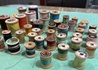 47 Vintage Wooden Sewing Thread Spools Assorted Sizes And Brands
