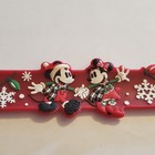 Disney Parks 2019 Mickey Minnie Christmas Holiday Slap Bracelet Red Snowflakes