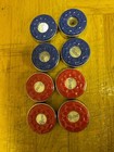 Berner Shuffleboard Pucks - 2 1 8  4 Red  4 Blue - Middle Piece Missing From One