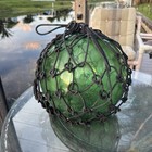 Japanese Fishing Floats Large Emerald Green Oil Soaked Roping 