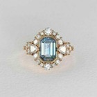 2 60 Ct Aquamarine Art Deco Antique Vintage Wedding Ring 14k Yellow Gold Fn
