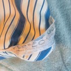 Vtg Bed Pillow Feather Down Filled Full Blue Stripe Ticking Farmhouse 24x64   