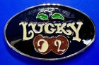 Lucky Cherries - New Red   Green Enameled Gambling Slots Vegas Luck  Belt Buckle