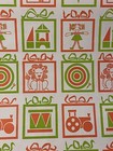 Vtg Christmas Wrapping Paper Gift Wrap Red Green Presents Toys Nos 24  X 28 