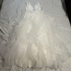 New Elegant Women   s Wedding Dress Size 4   Floral Lace V-neck A-line Bridal Gown