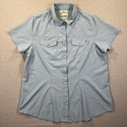 King Ranch Western Shirt Womans 2xl Short Sleeve Blue Stretch Fishing Outdoors
