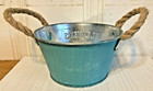Flowers   Garden 6 1 2  Shabby Chic Succulent Planter Pot Tin Vintage Look Teal