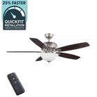 Hampton Bay 52in Led Ceiling Fan Brushed Nickel Reversible Blades Remote
