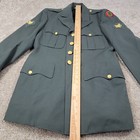 Vintage Us Army Green Dress Coat Jacket Military Patches Uniform 38r