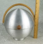 Russel Wright Spun Aluminum Bun Warmer Art Deco Bamboo Handle Signed