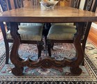 Antique Spanish Oak Dining Refectory Library Table W Forged Iron Stretchers
