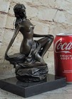 Rare Exquisite Nude Female Marble Base  Bronze Sculpture Statue Figurine Artwork