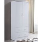 Hodedah 2 Door Armoire With 2 Drawers And Clothing Rod In White Wood