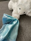 Baby Gund Plush Stuffed Animal White Lena Lamb Holding Blue Blanket - No Sound