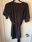 Express Black Short Sleeve Surplice Wrap Romper With Tie Waist