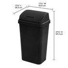 Sterilite 13 Gallon Swing Top Lidded Wastebasket Kitchen Trash Can  Black 4 Pack