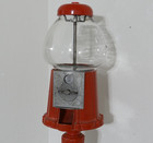 Vtg Acorn Gumball Bank Machine W  Red Ornate Cast Stand  Floor-top Cap 39  Tall