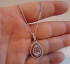 925 Sterling Silver Pendant Necklace Open Tear Drop W accents size 32mm By 17mm