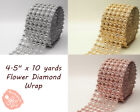 4 5  X 10 Yards Flower Diamond Mesh Wrap Roll Rhinestone Bling Ribbon  24 Rows  