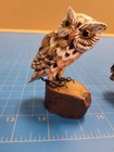 Vintage Hand Painted Wooden Owl Figurines Miniature Wood Carving Bird Statue Pai