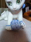 Vtg Kitty Cat Figurine Made In Italy Ceramic White Yarn Ball