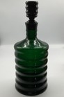 Dark Green Bee Hive Style Hand Blown Glass Bottle Decanter 12   x5   