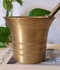 Antique Solid Brass Vintage Mortar   Pestle Apothecary Rustic Primitive 