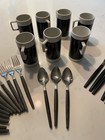 Vintage Braniff International Demitasse Expression 4 Oz Mugs And Silverware