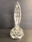 Art Deco Perfume Bottle clear Glass czechoslovakia C1940 long Flower Stopper
