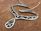 Vintage Alpaca Mexico Abalone Shell Inlay Collar Length Necklace With Pendant