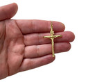 2  10k Solid Yellow Gold Tube Jesus Crucifix Cross Pendant Lightweight - G9-4