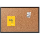 Quartet Bulletin Board - 18  Height X 24  Width - Natural Cork Surface - Black