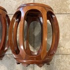 Antique Style Vtg Mid-century Chinese Rosewood Drum Form Stool Seat Pair Set