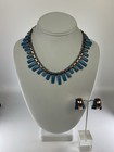 Vintage Signed Renoir Matisse Copper Turquoise Blue Enamel Necklace   Earrings