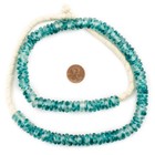 Blue Wave Marine Rondelle Recycled Glass Beads 11mm Ghana African Sea Glass Disk
