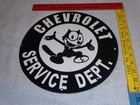 Vintage Chevrolet Service Department Felix The Cat 11 3 4  Porcelain Metal Sign 