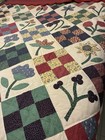 Vintage Patchwork Quilt Handmade Appliqued Florals Calicos Queen 98 X88 Cotton
