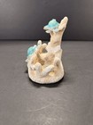 Resin Sea Turtle On Coral Reef Figurine Blue beige Matte Freestanding 6 In