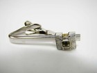 Vintage Tie Bar Clip For Men  Clear Jewel Silver Tone Modernist
