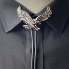 Silver Flying Eagle Bolo Bola Tie Wedding Necklace Mens Western Cowboy Necktie